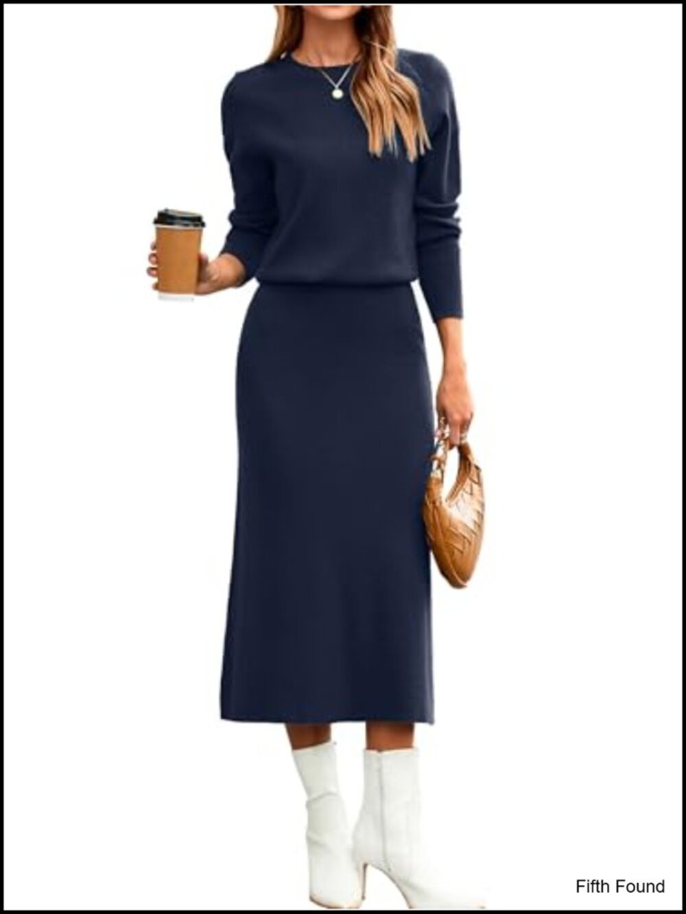 Womens 2 Piece Knit Sweater Skirt Set Long Sleeve Midi Fall Winter Outfit